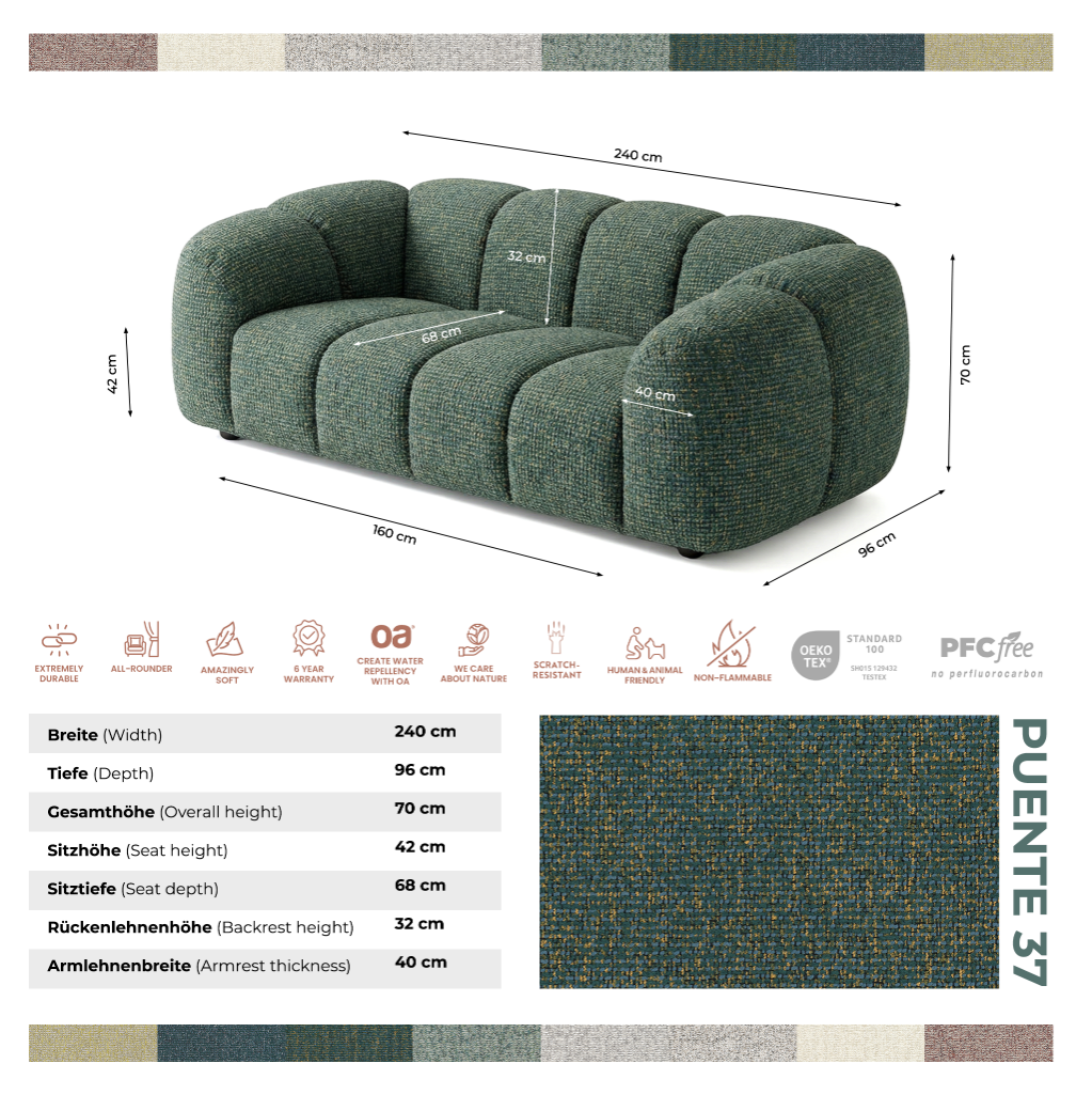 Designerska sofa MALI 3-osobowa – Cloud Design 240 cm