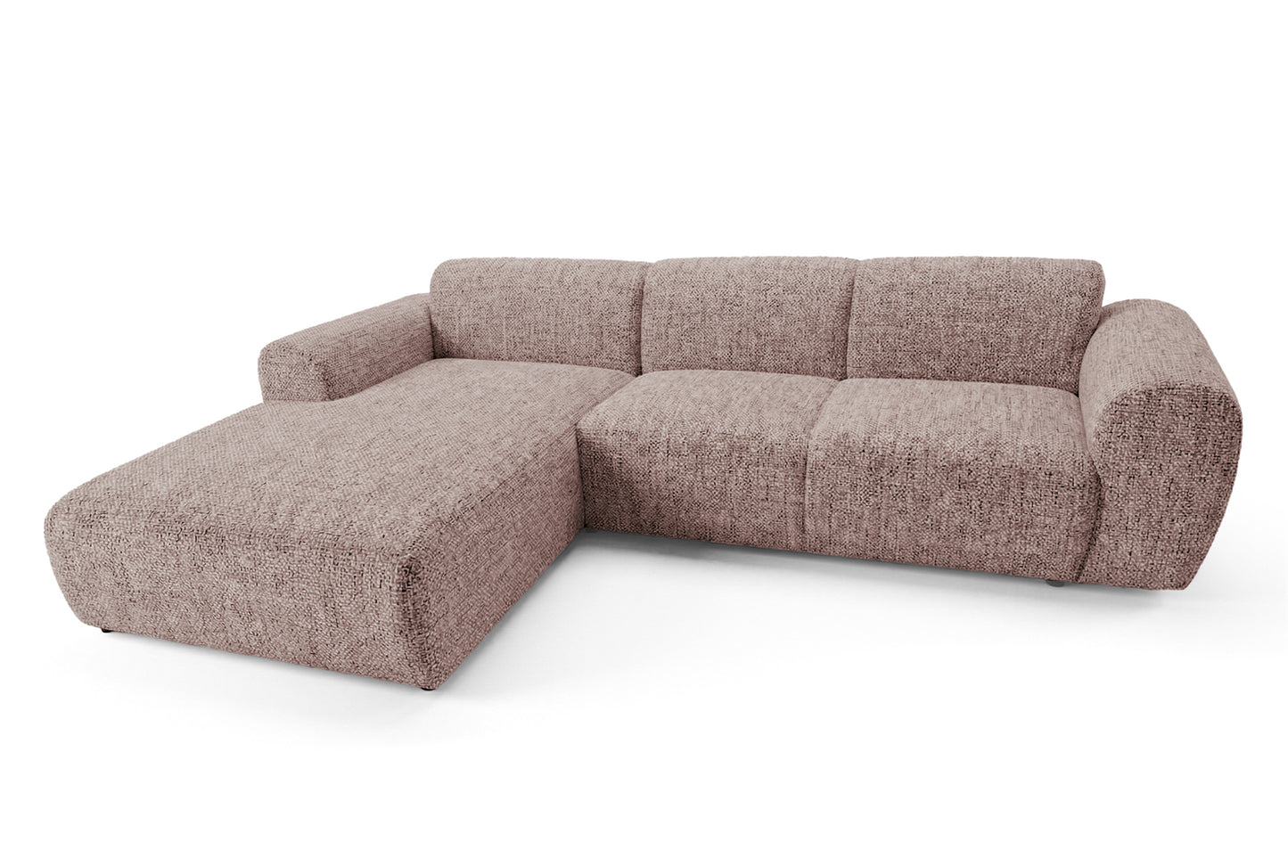 Designowa sofa narożna GIN 310 x 192 cm w kształcie litery L, pufa po lewej stronie