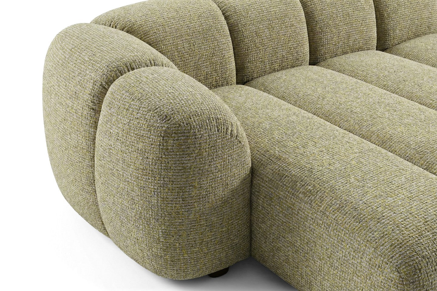 Narożna sofa Mali Design 280 x 150 cm w kształcie litery L - Puf po lewej stronie