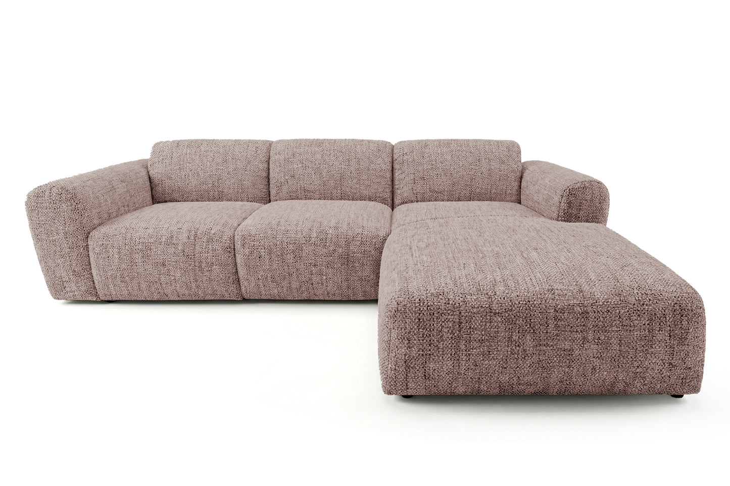 Designowa sofa narożna GIN 310 x 192 cm | Półokrągła podnóżka po prawej stronie