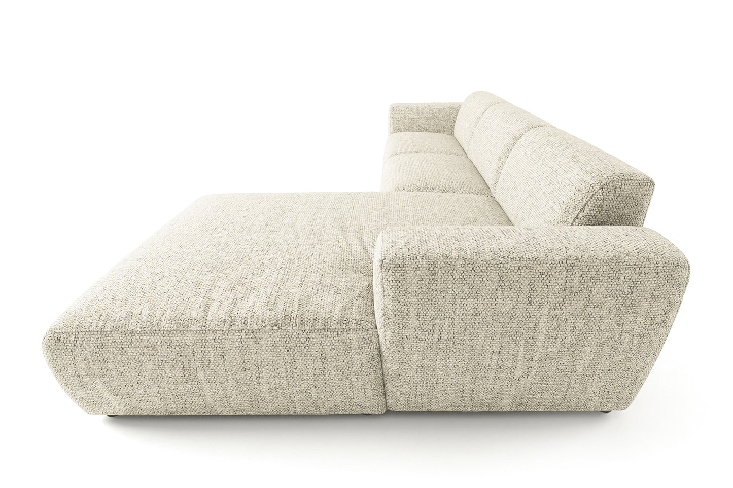 Designowa sofa narożna GIN 310 x 192 cm | Półokrągła podnóżka po prawej stronie