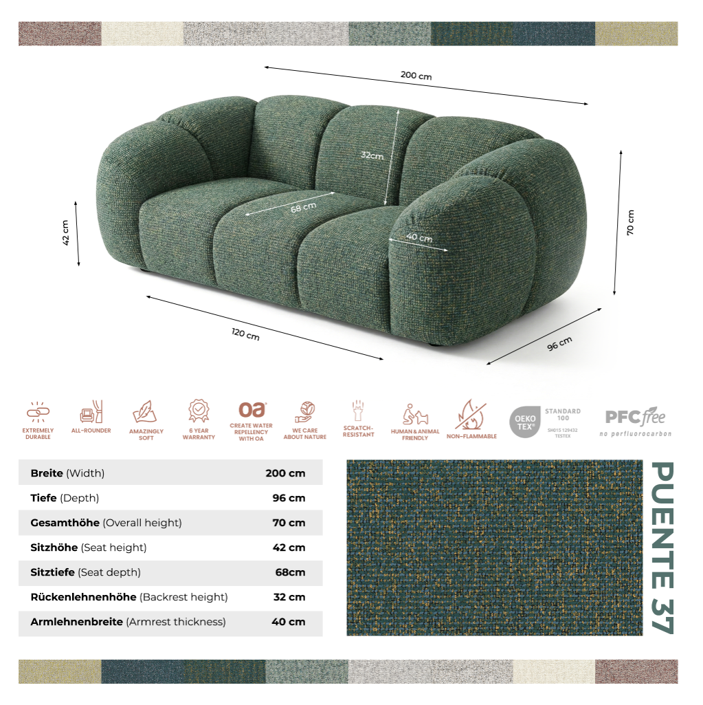 Sofa designerska MALI 2-osobowa – model Cloud Design 200 cm – luksusowa sofa