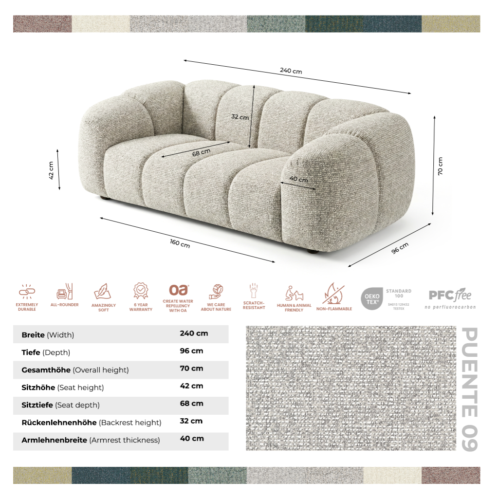 Designerska sofa MALI 3-osobowa – Cloud Design 240 cm