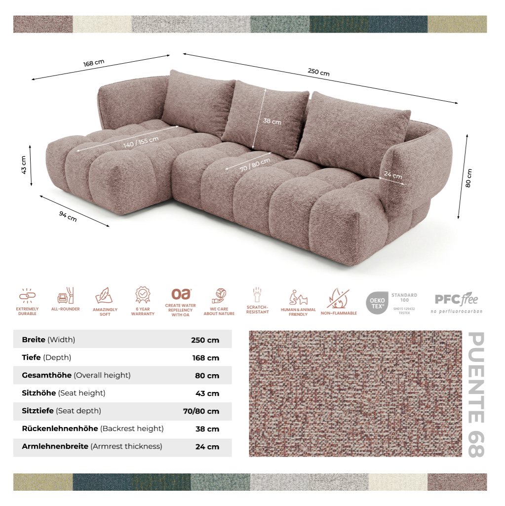 Narożnik SAVIO -  prawy - 250x168 cm - Sofa designerska HR