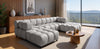 Ensemble de salon exclusif Tondo U 192 x 288 cm – canapé design en velours Bluvel 03 de couleur gris clair – style moderne « bubble » et mousse HR confortable