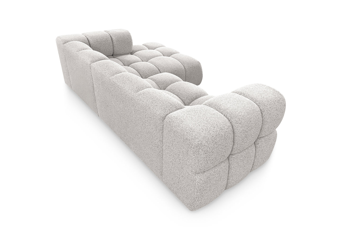 Kanapa narożna AVERRO 280 x 150 cm z pufem po PRAWEJ stronie – nowoczesna kanapa typu „bubble”