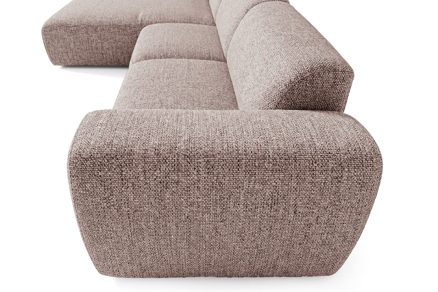 Designowa sofa narożna GIN 310 x 192 cm w kształcie litery L, pufa po lewej stronie