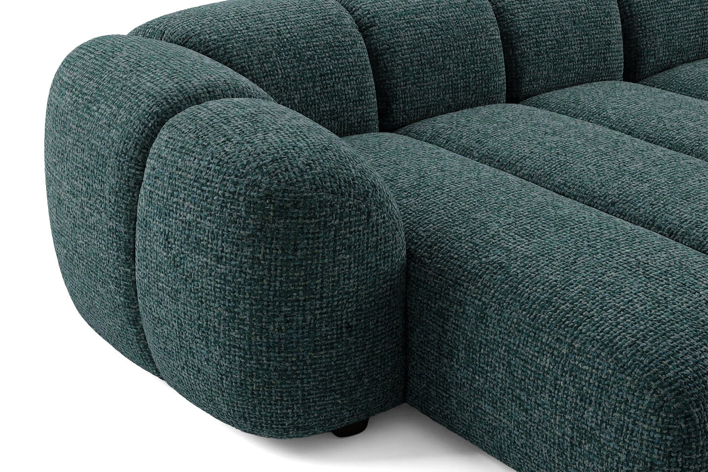 Narożna sofa Mali Design 280 x 150 cm w kształcie litery L - Puf po lewej stronie