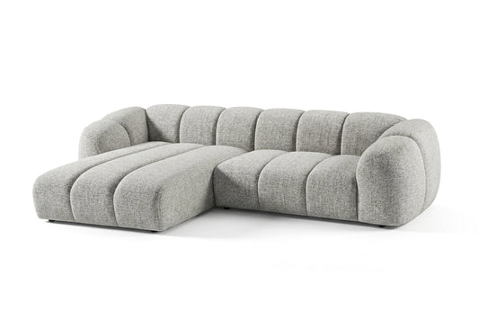 Canapé d'angle Mali Design 280 x 150 cm en forme de L - pouf à gauche