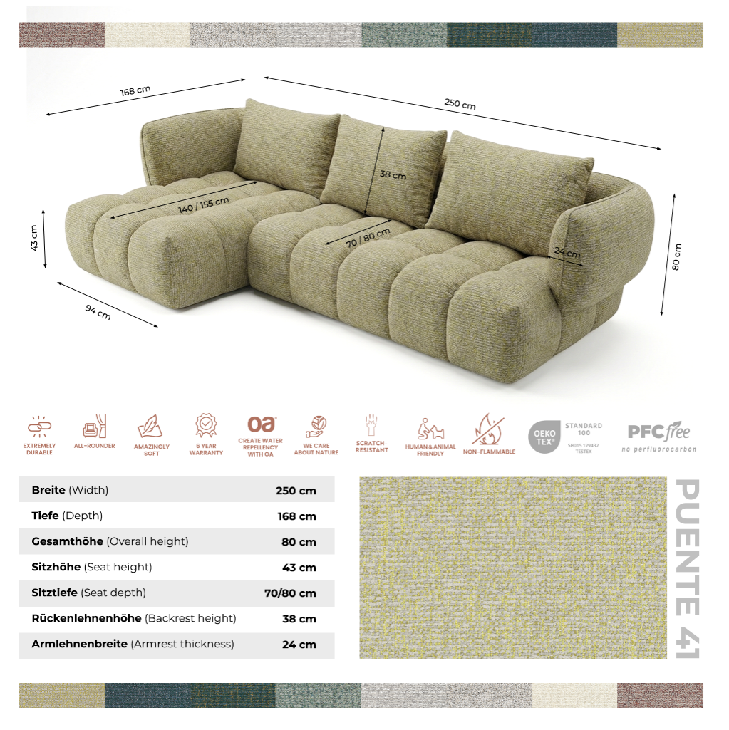 Narożnik SAVIO -  prawy - 250x168 cm - Sofa designerska HR