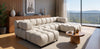 Exklusives Loungeset Tondo U 192 x 288 cm – Designer-Sofa aus Samt Bluvel 22 in Beige – moderner „Bubble“-Stil und komfortabler HR-Schaum