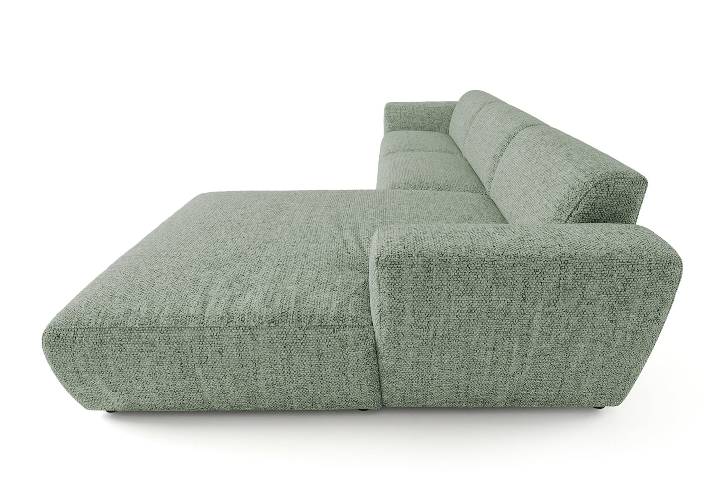 Designowa sofa narożna GIN 310 x 192 cm | Półokrągła podnóżka po prawej stronie
